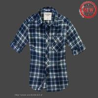 dames abercrombie fitch plaid lang overhemd koningsblauw grijs Store Tilburg hmm7h268